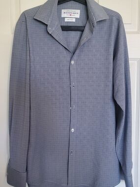 Mizzen+Main Gray-Blue Micro Check Dress Shirt